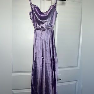 Hello Molly- Midi Satin Dress- Lilac